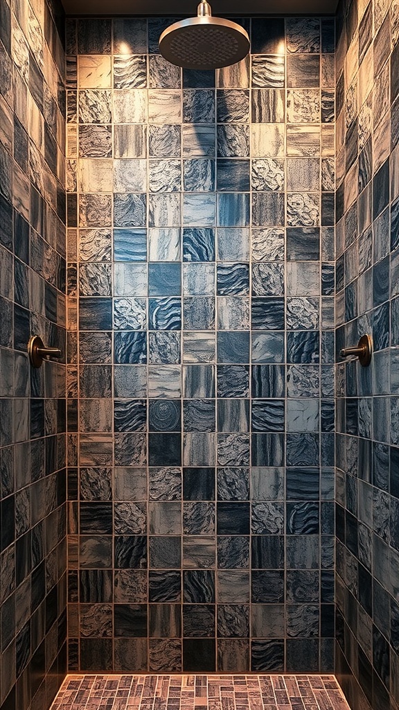 Textured tiles in a modern shower design