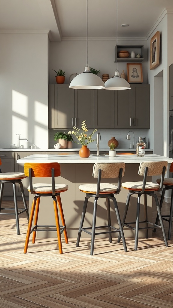 Stylish bar stools in a modern kitchen setting