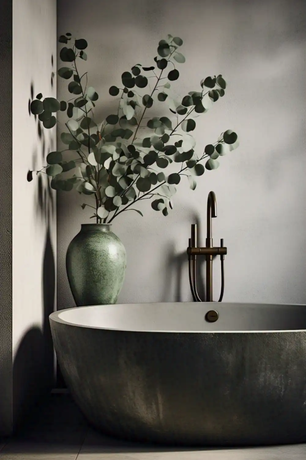 Wabi-Sabi styled bathroom with unpolished stone bathup 1