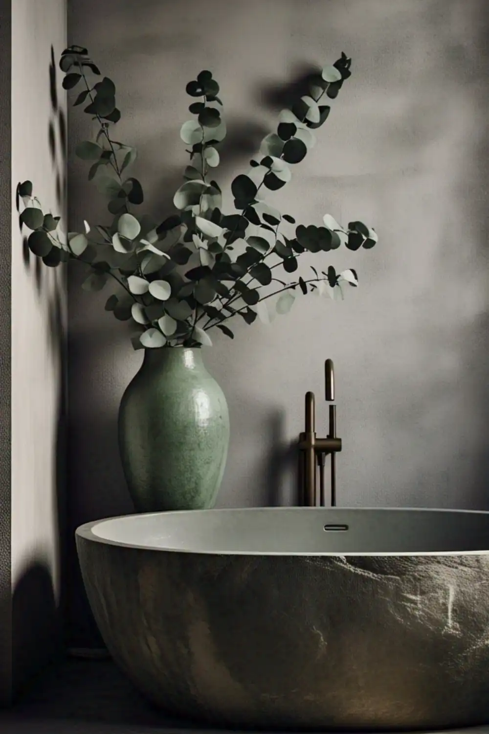 Wabi-Sabi styled bathroom with unpolished stone bathup 2