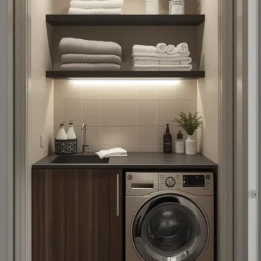 Compact Laundry in Bathroom Setup