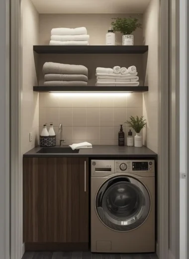 Compact Laundry in Bathroom Setup