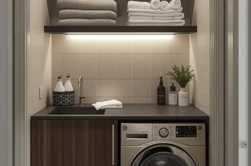 Compact Laundry in Bathroom Setup