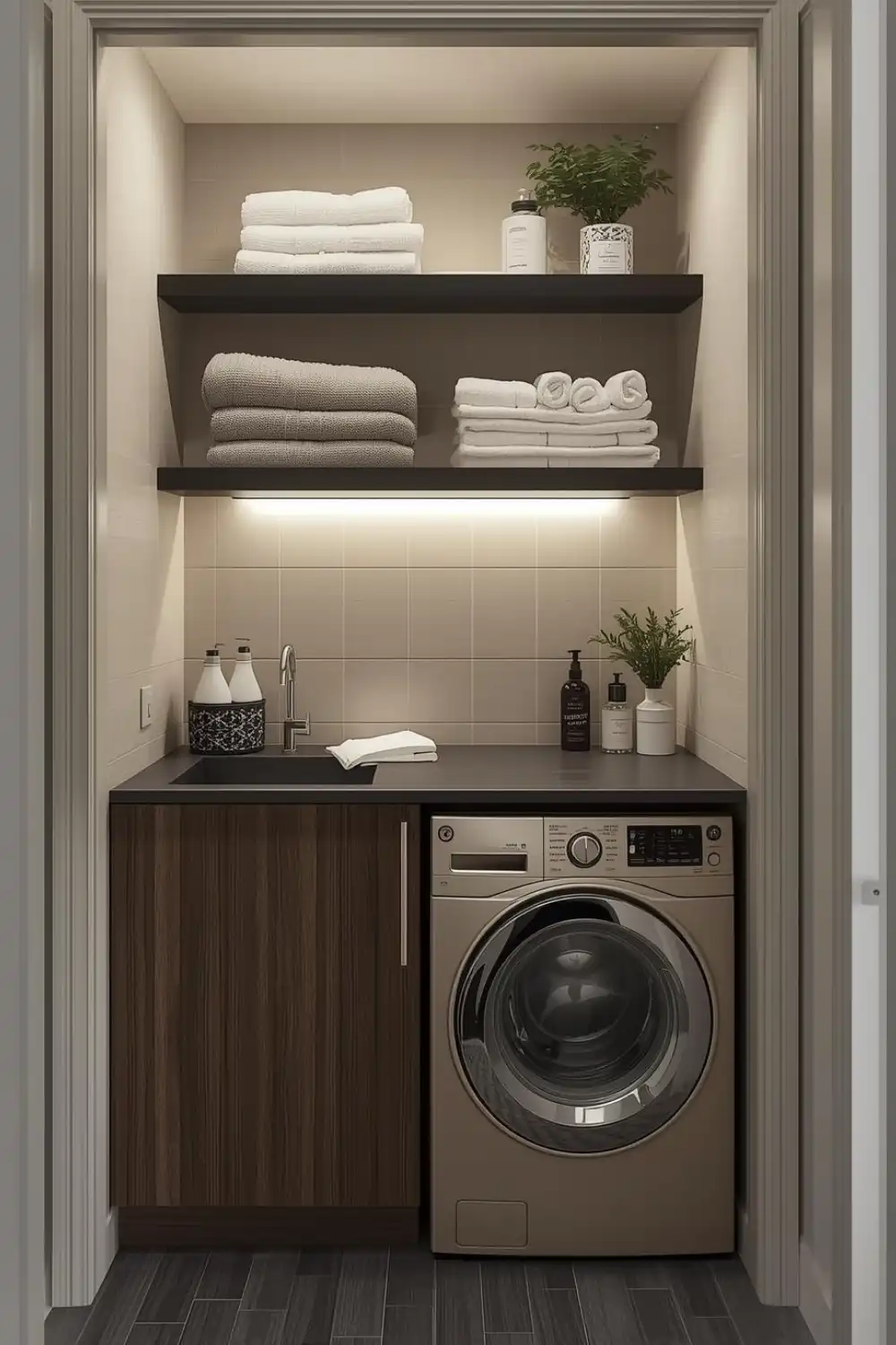 Compact Laundry in Bathroom Setup