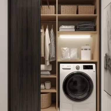 Hidden Laundry Behind Sliding Doors Mini Laundry Room Ideas
