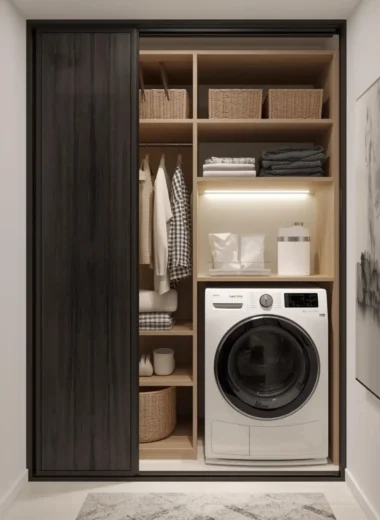Hidden Laundry Behind Sliding Doors Mini Laundry Room Ideas