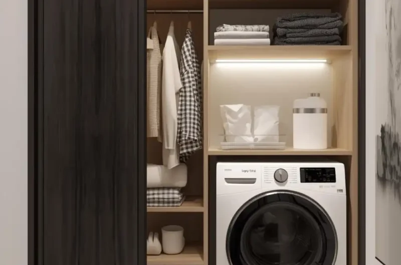 Hidden Laundry Behind Sliding Doors Mini Laundry Room Ideas