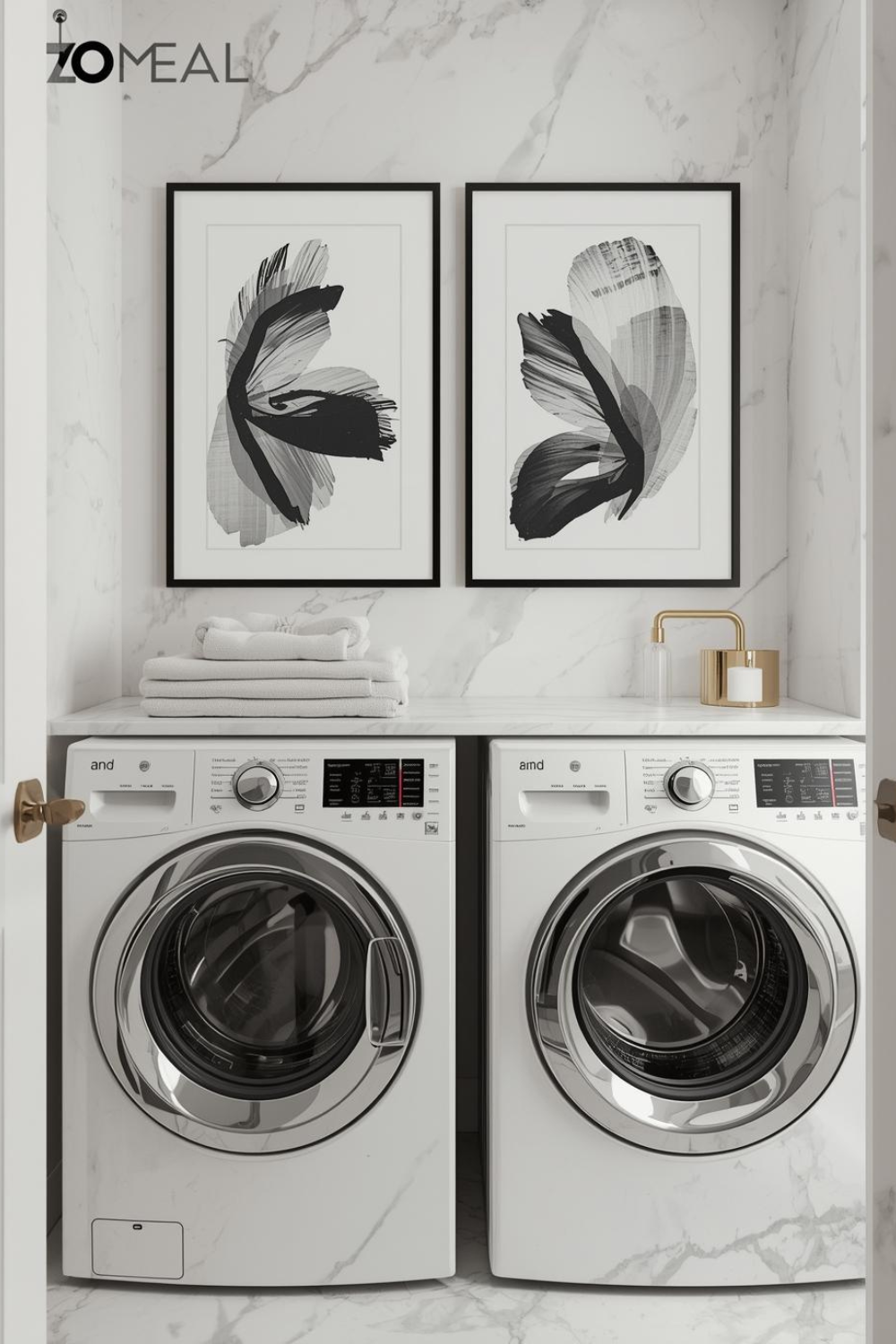 Luxury Laundry Room Ideas withArt and Wall Decor